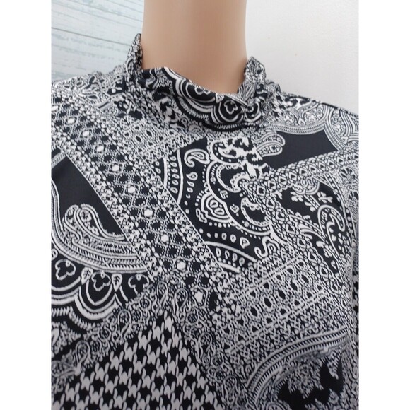 Susan Graver Womens Top Black Tiered Loose Flowy Layered Lagenlook Paisley L - Picture 2 of 10